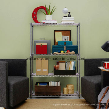 NSF Aprovação DIY 4 Tiers Chrome Metal Wire Book Storage Rack